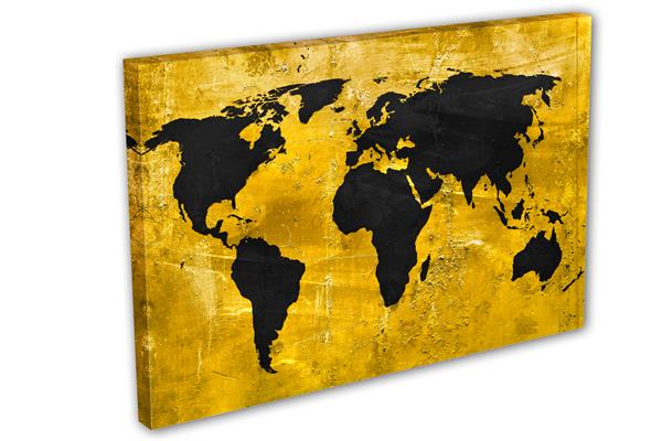 black gold world map canvas print wall art interior design wall canvas quest