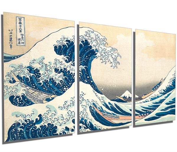 ピオニー☆プロフ必読Ocean wall miller オーシャンアート The Great Wave off Kanagawa Metal Print Wall Art. 3 Panel
