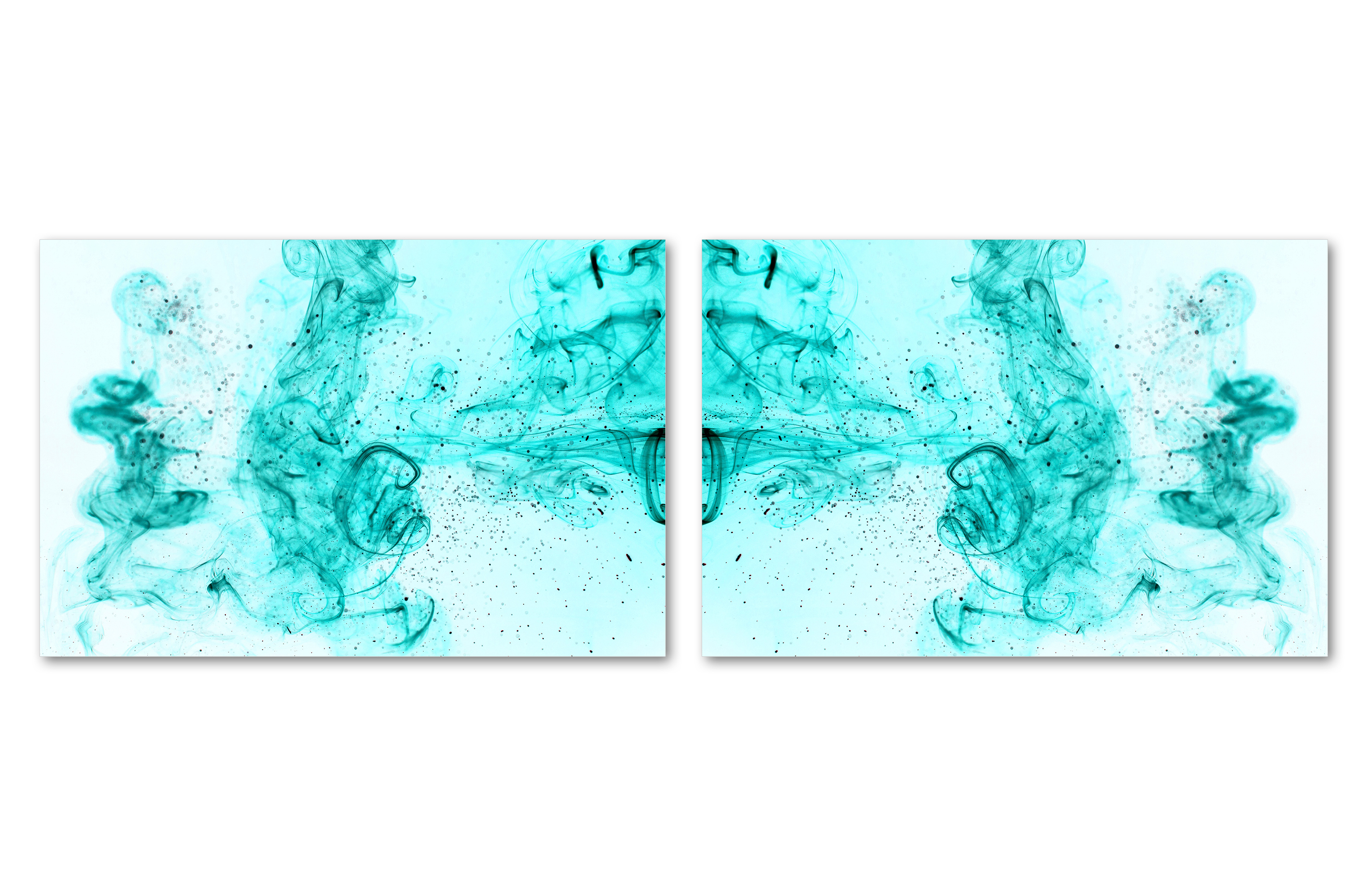 Blue Smoke & Dots Abstract Panoramic Wall Art Canvas Print