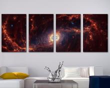 Spiral Galaxy NGC 1672 Canvas Print Space Wall Art 4 Panel Split by NASA James Webb Space Telescope