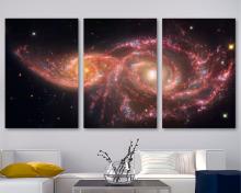 Galaxies IC 2163 and Ngc 2207 Canvas Print Space Wall Art 3 Panel Split, James Webb Space Telescope