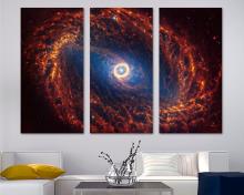 Spiral Galaxy NGC 1512 Canvas Print Space Wall Art 3 Panel Split by NASA James Webb Space Telescope