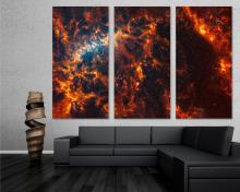 Spiral Galaxy NGC 5068 Canvas Print Space Wall Art 3 Panel Split by James Webb Space Telescope, JWST
