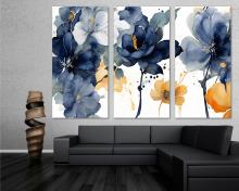 Canvas Wall Art Abstract Botanical Prints 3 Panel Split Watercolor style Floral decor