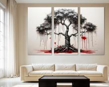 Bleeding Tree Canvas Wall Art Print Banksy inspired Street Art, office art - 3 Panel Split