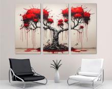 Bloody Tree Wall Art Canvas Print Banksy inspired Street art, office art - 3 Panel Split