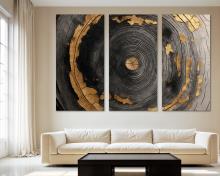 Tree Ring Canvas Wall Art Aesthetic Print, tree slice trendy wall art rustic - 3 Panel Split