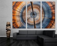 Colorful Tree Rings Wall Art Canvas Print Modern Farmhouse Decor for trendy - 3 Panel Split