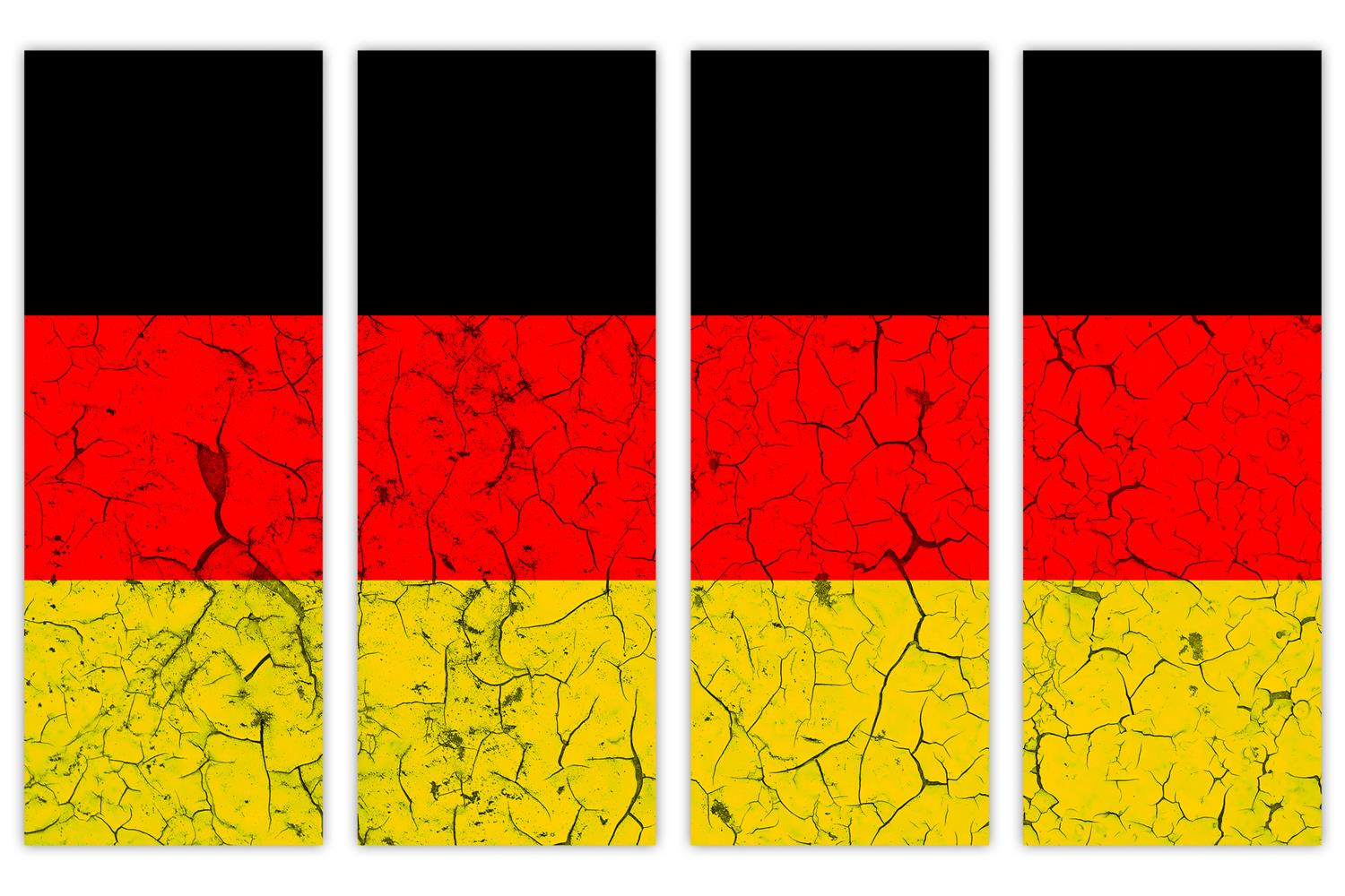 Germany Flag Canvas Print Wall Art cracked effect 4 Panel Split Canvas Quest