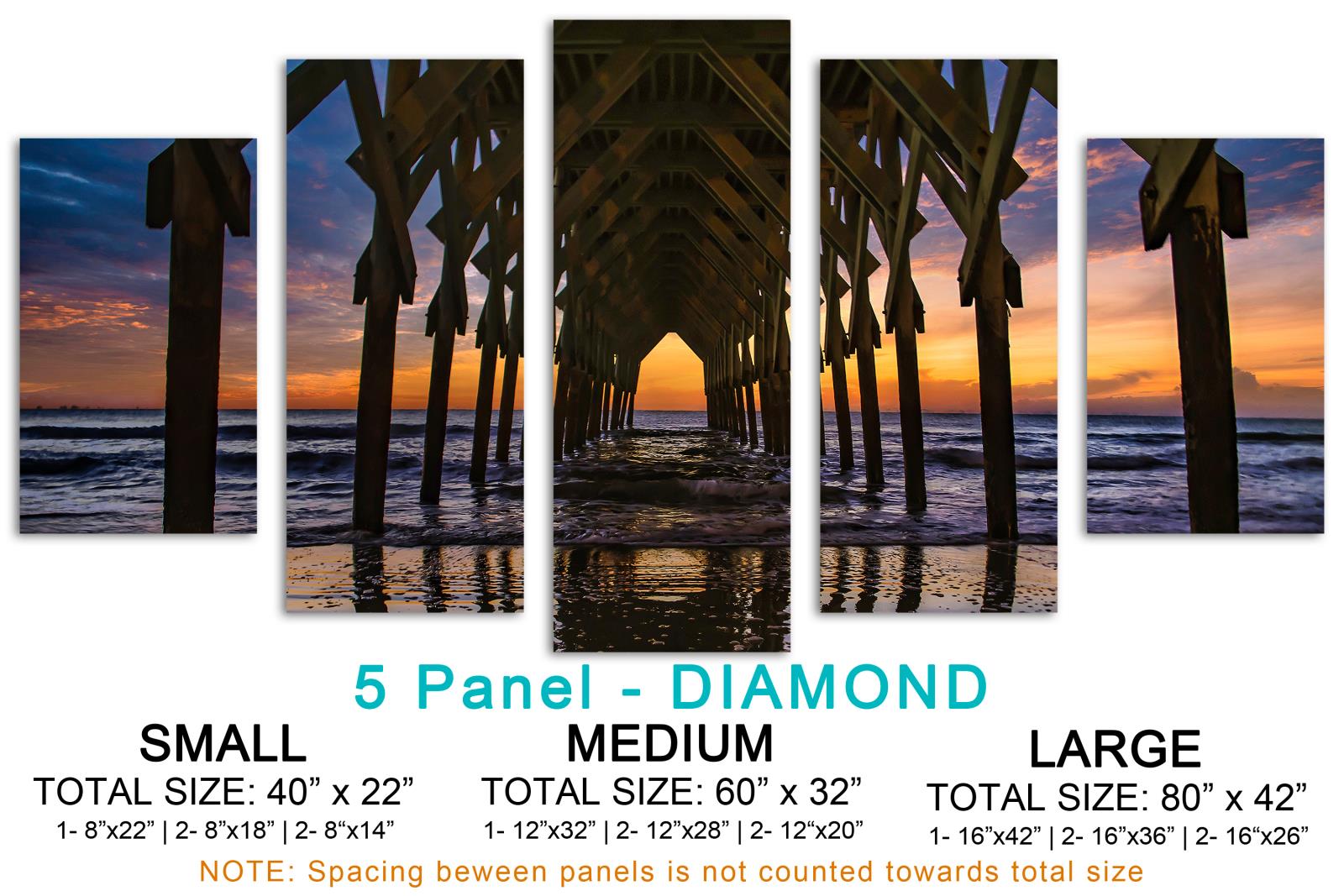 Sunrise under Docks Wall Art Canvas Print 5 Panel Diamond Split ...