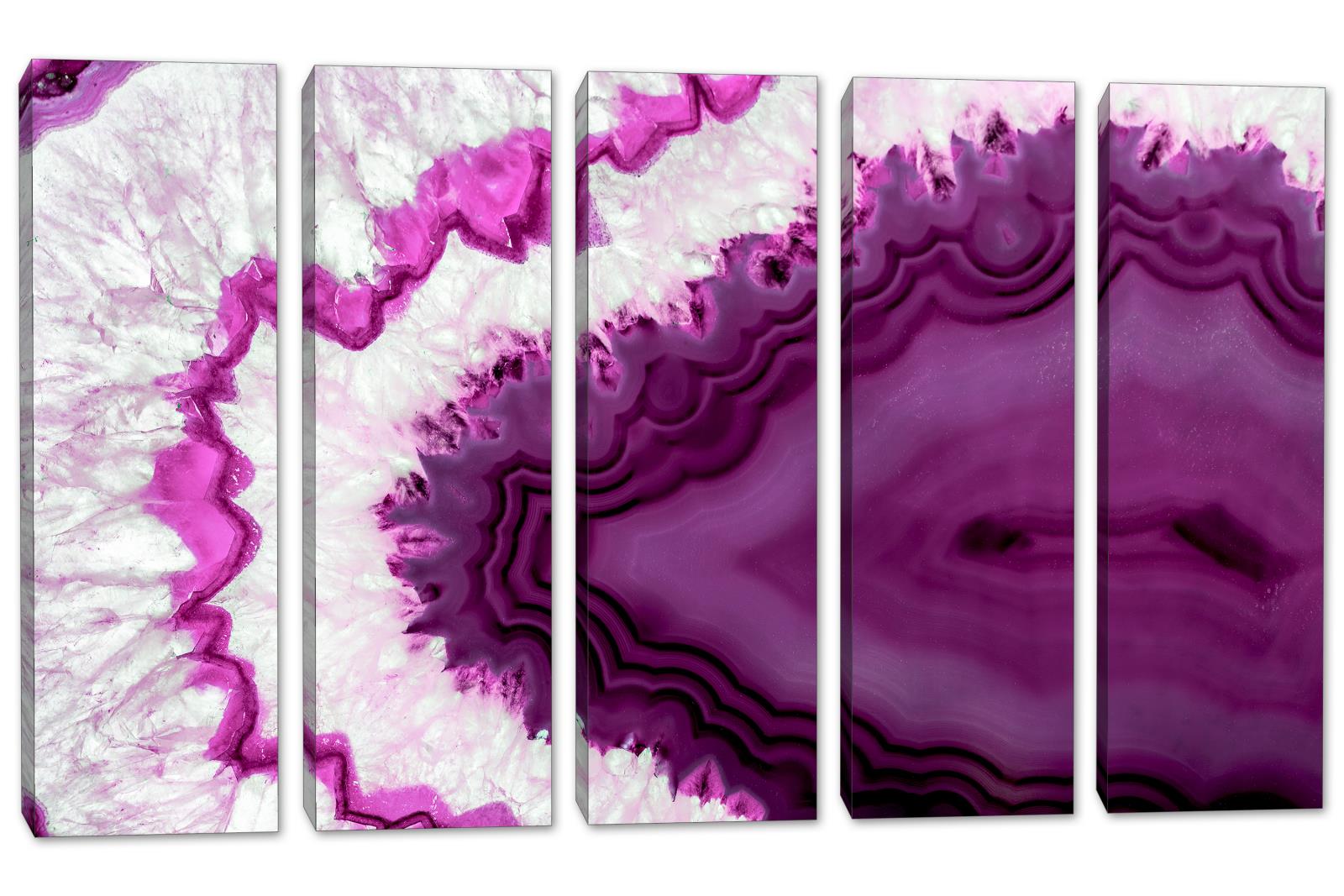 Purple Geode Canvas Print Wall Art 5 Panel Split Brazilian geode, aga