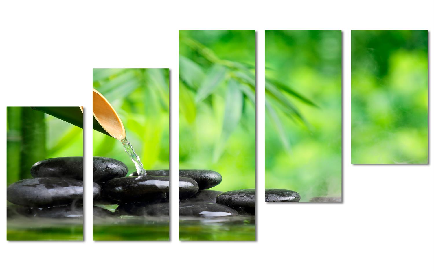 Zen Art, Spa Stones Wall Art Canvas Print 5 Panel Z Cut Split. Spa