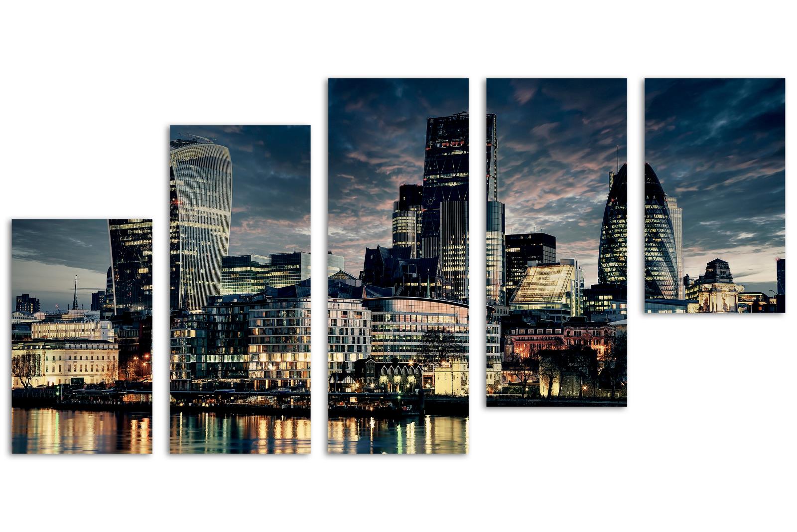 London Skyline Wall Art Canvas Print dramatic 5 Panel Z Cut Split Lon