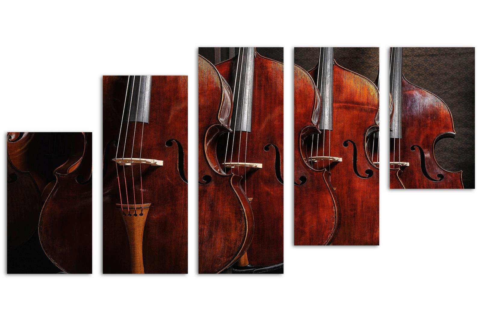 Musical Instruments Wall Art Canvas Print 5 Panel Z Cut Split Double