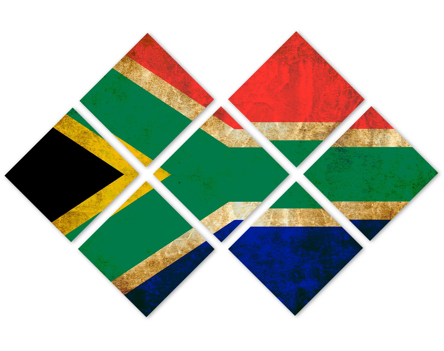 South Africa Flag Grunge Canvas Print Wall Art 7 Panel Butterfly Spl