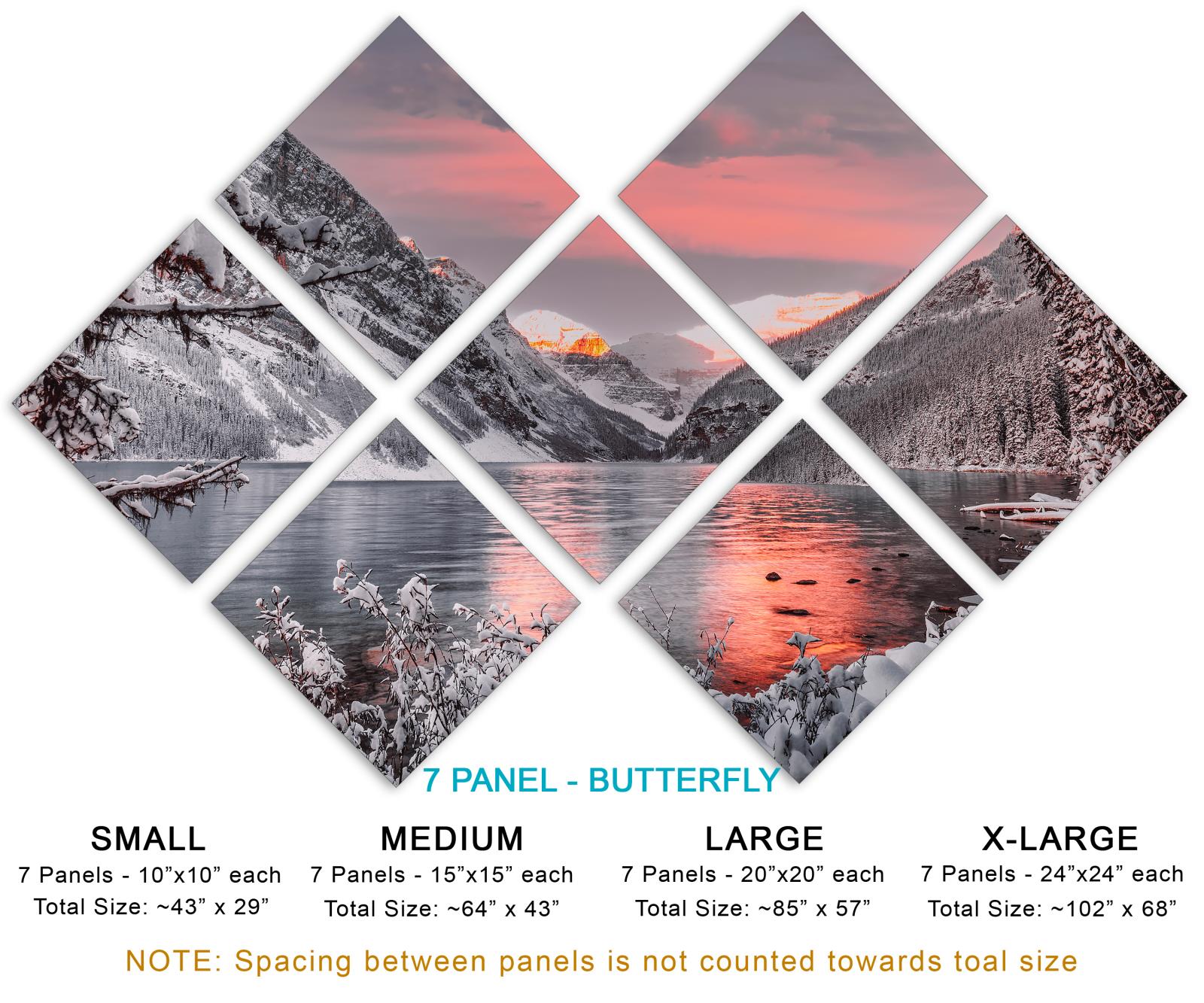 Banff National Park Canvas Print Wall Art at dusk 7 Panel Butterfly