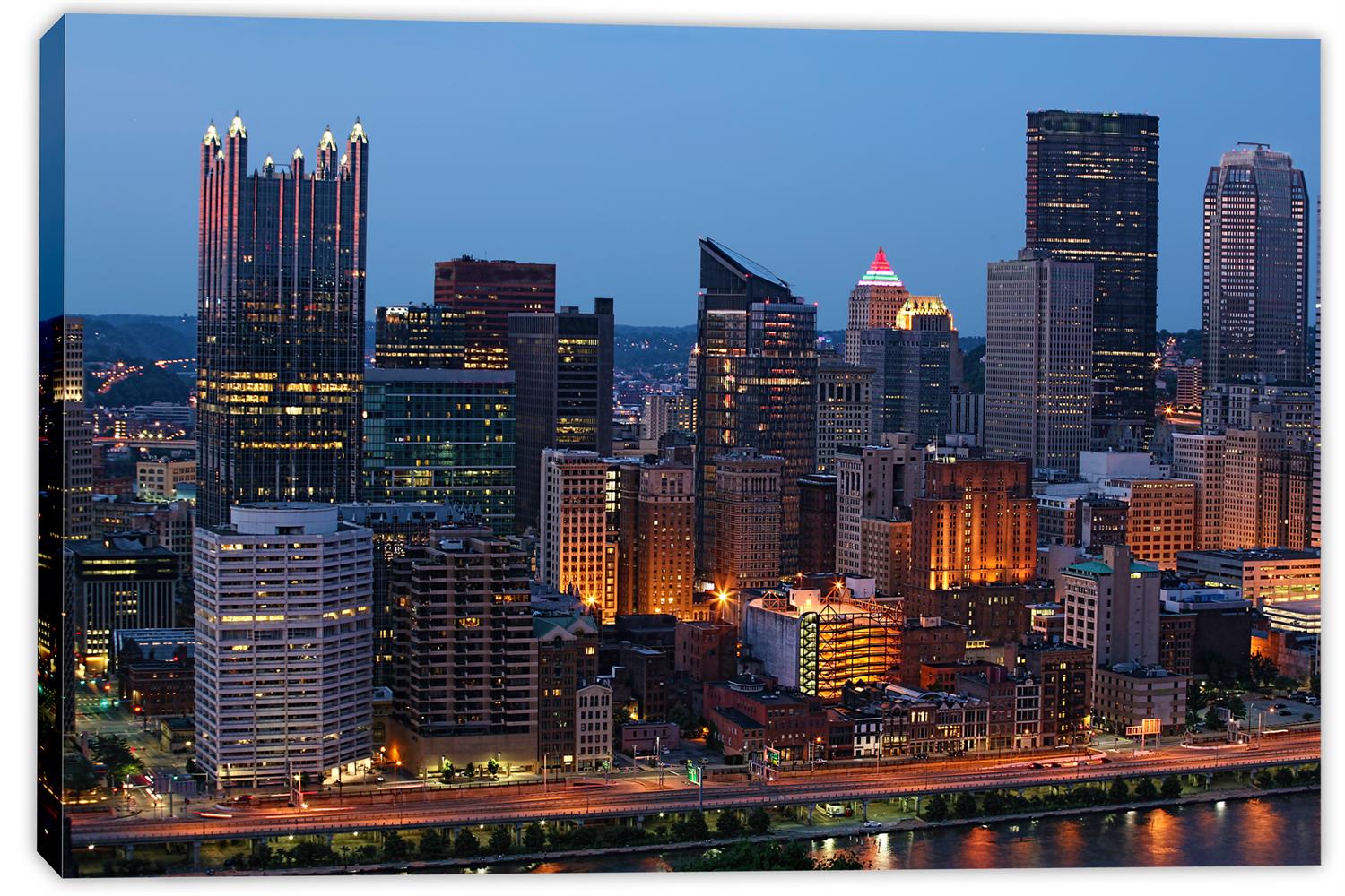Pittsburgh Skyline Wall Art Canvas Print, Home wall decor, interior