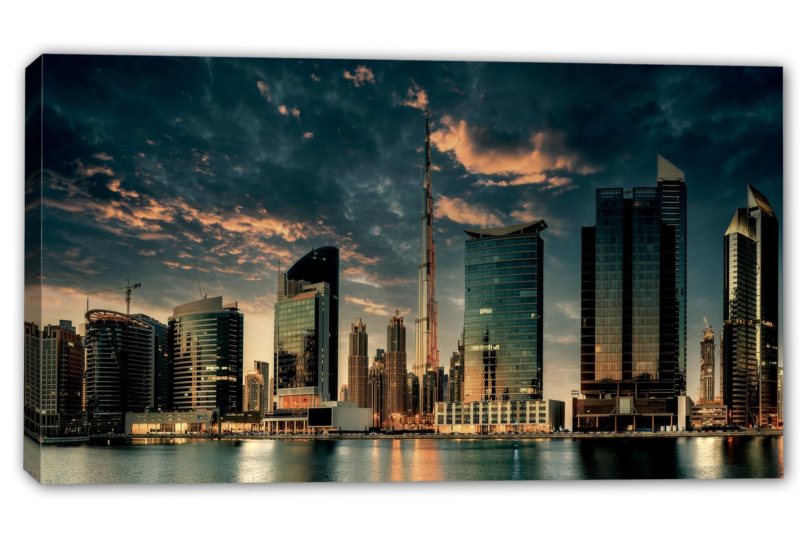 Dubai Canvas Wall Art Print at night, Burj Khalifa. Dubai UAE City