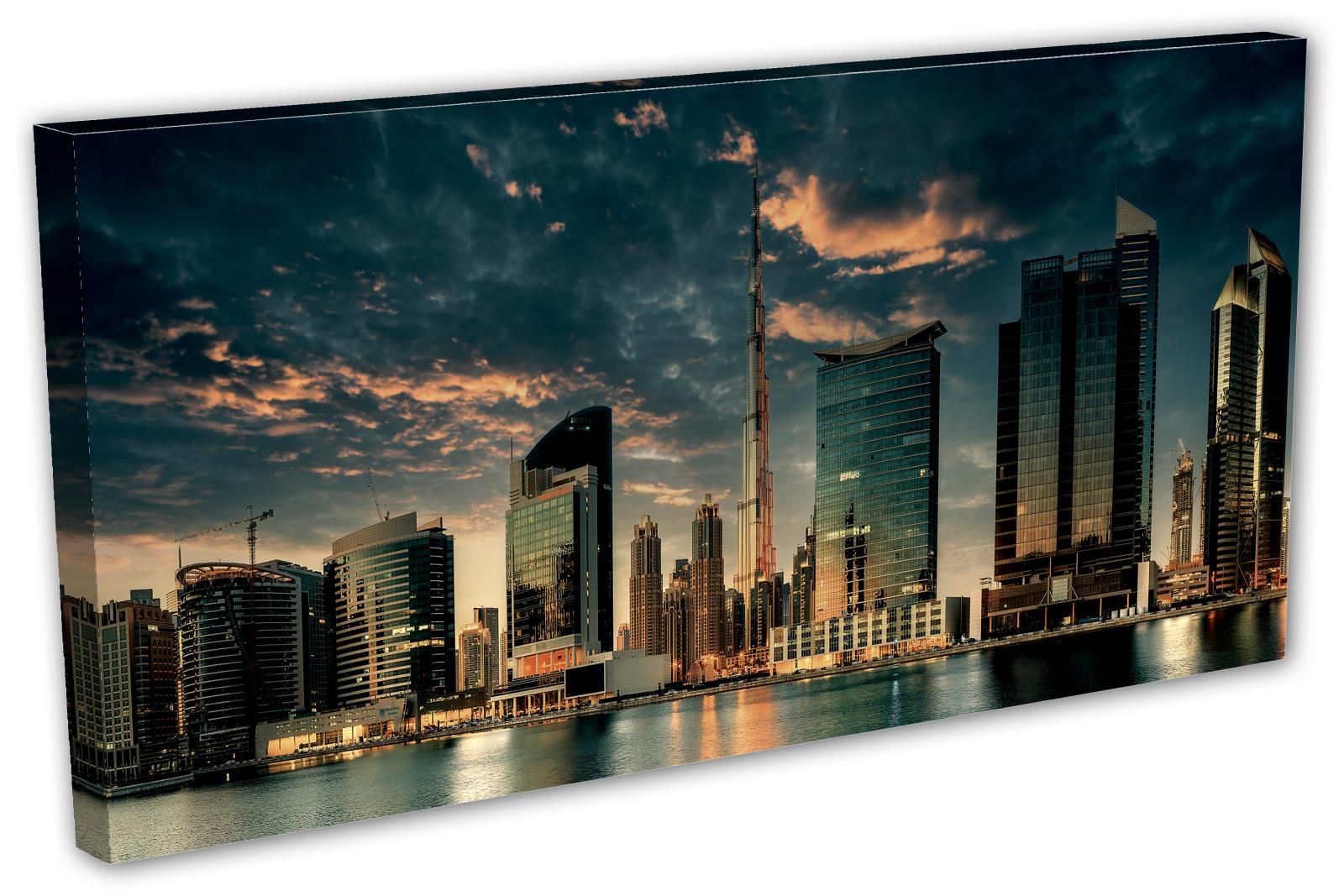 Dubai Canvas Wall Art Print at night, Burj Khalifa. Dubai UAE City