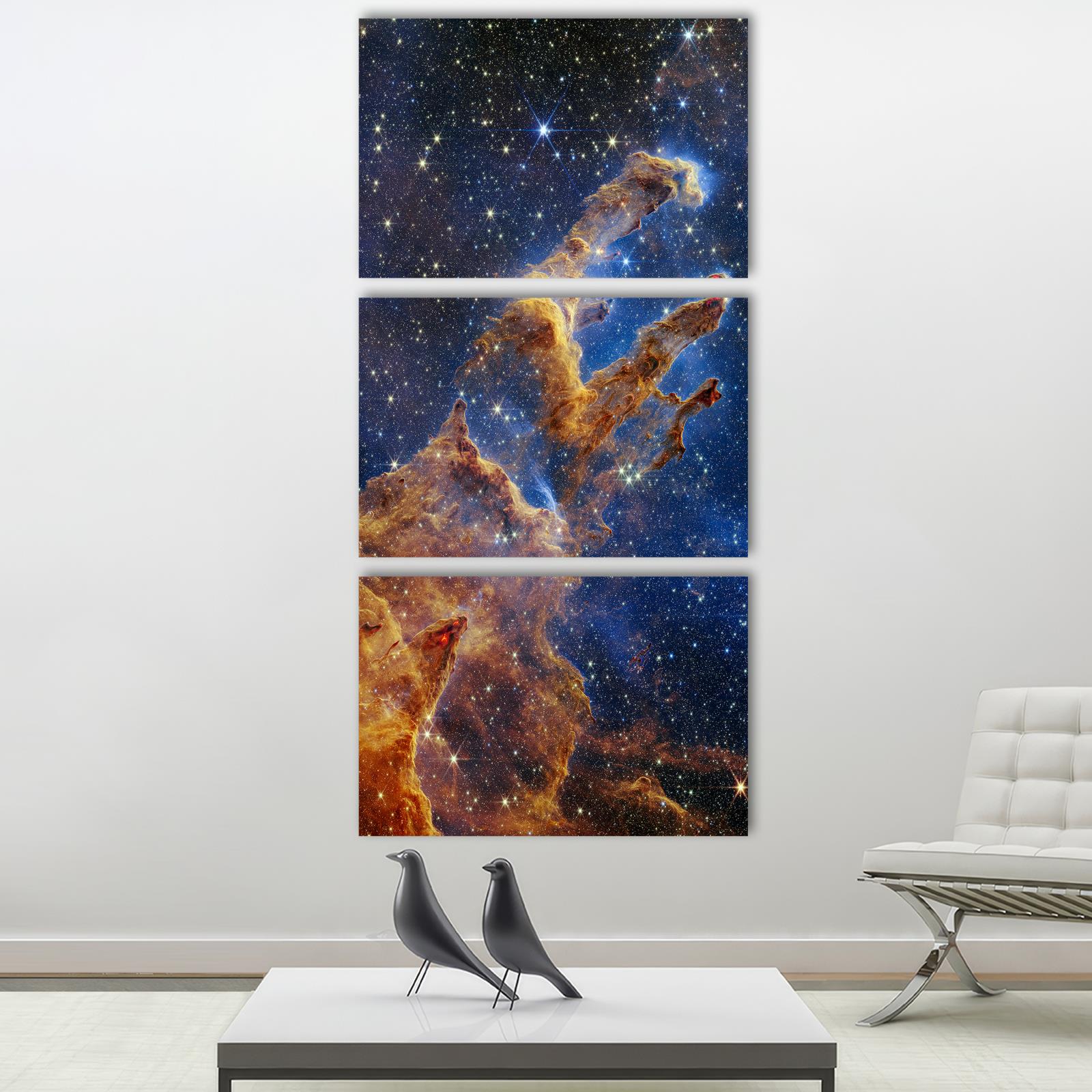 Pillars of Creation Canvas Print 3 Panel Split NGC 6611 NASA Wall Art