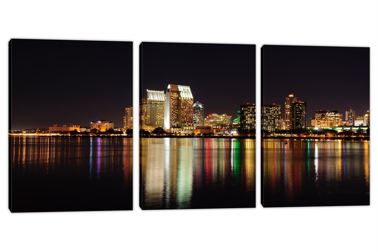 San Diego, skyline Canvas Print. 3 Panel Split Wall Art cityscape