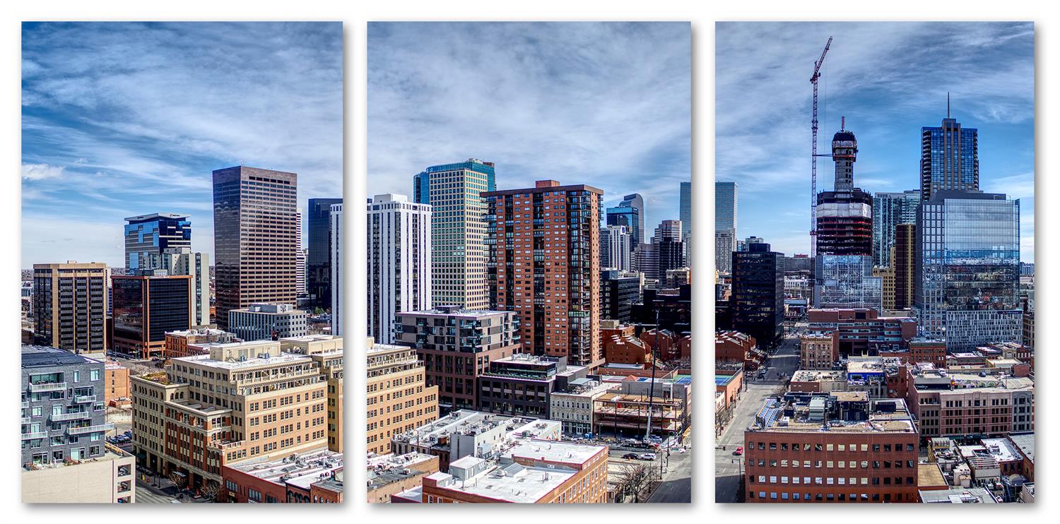 Denver, Colorado Canvas Print Wall Art 3 Panel Split, Triptych City