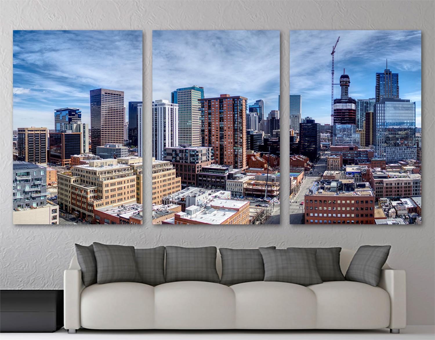 Denver, Colorado Canvas Print Wall Art 3 Panel Split, Triptych City