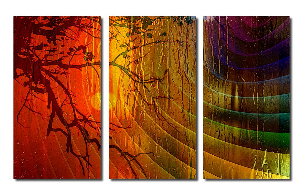 Abstract Tree Art Canvas Print. 3 Panel Split, Triptych Wall Art