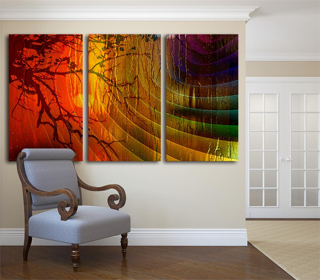 Abstract Tree Art Canvas Print. 3 Panel Split, Triptych Wall Art