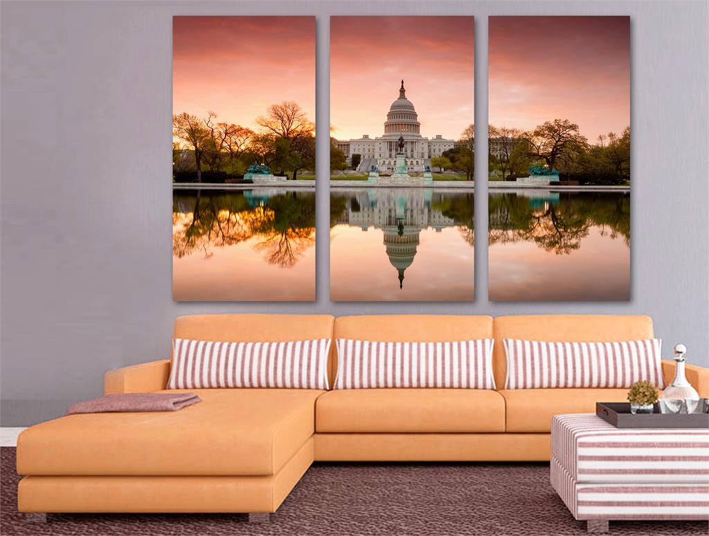 Capitol building, Washington DC Canvas Print. 3 Panel Split, Triptych