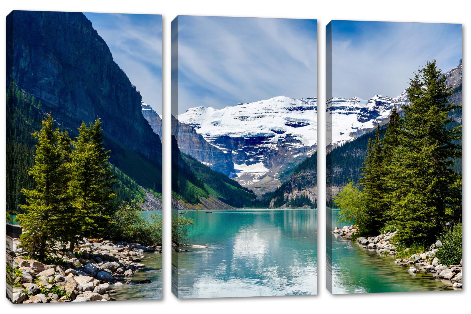 Lake Louise, Canada Canvas Print Wall Art 3 Panel Split, Triptych