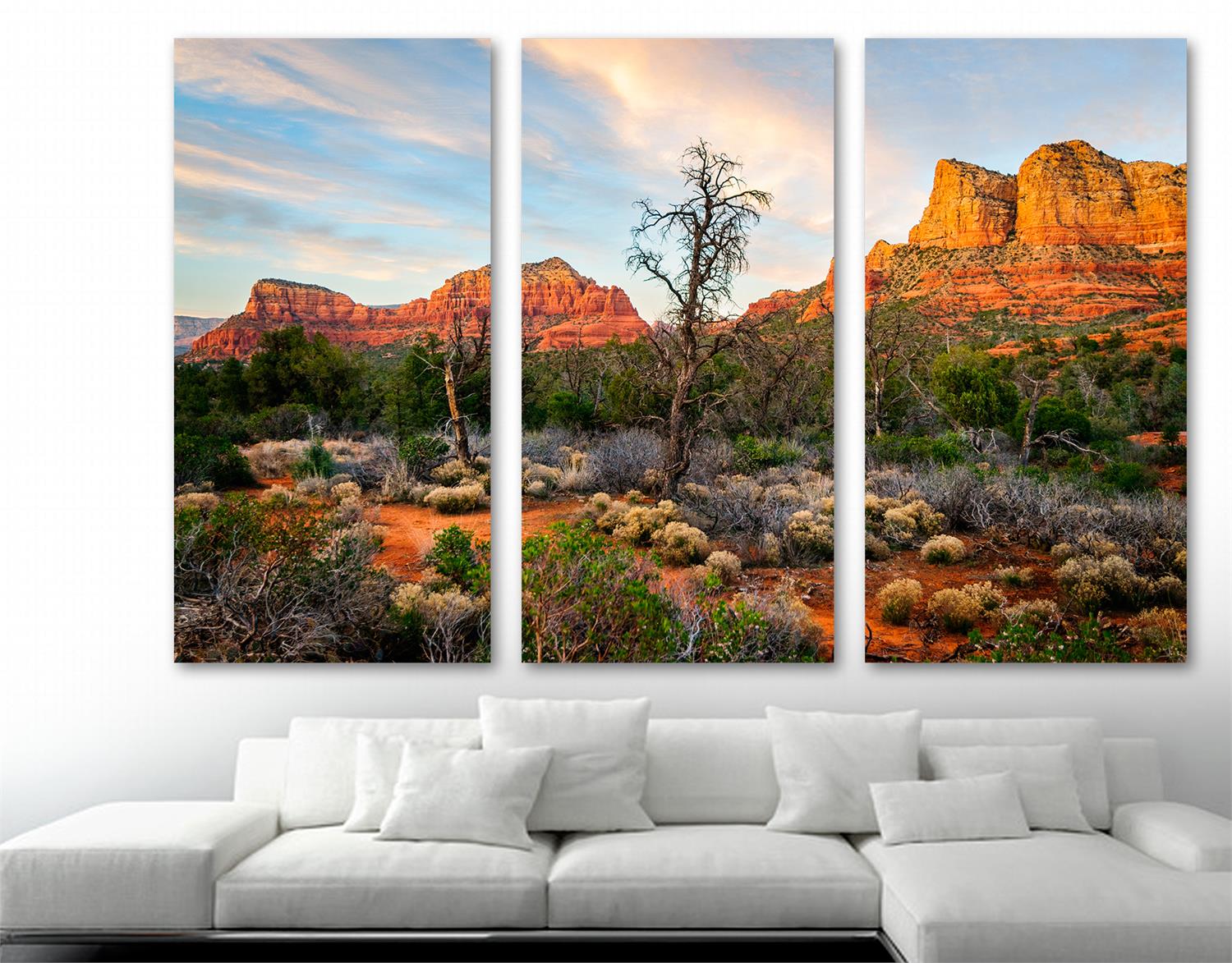 Sedona, Arizona Wall Art Canvas Print 3 Panel Split, Triptych home