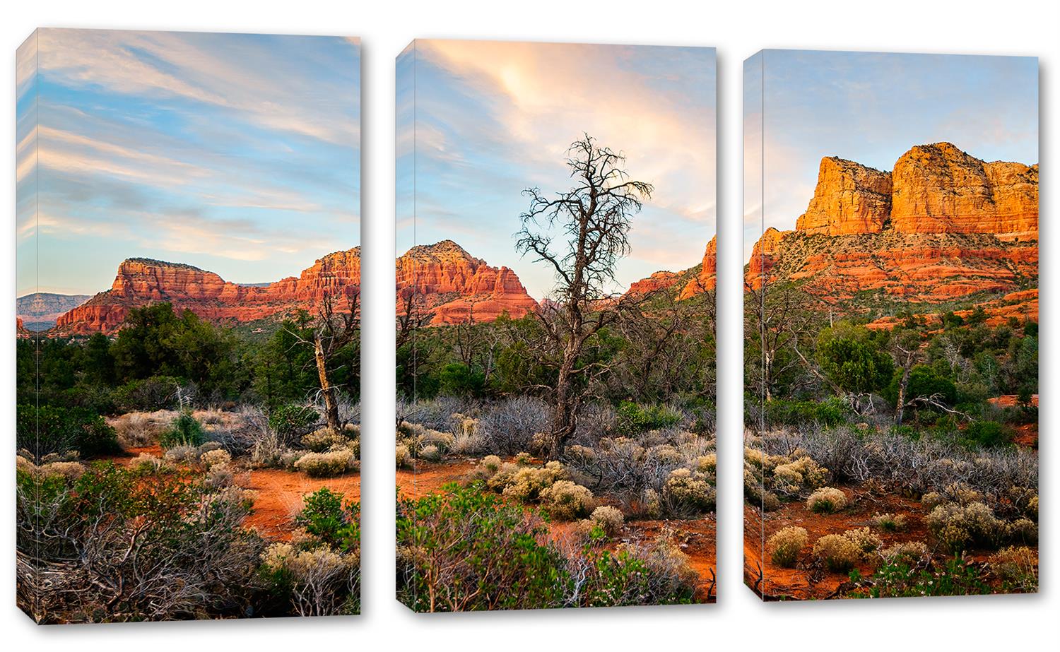 Sedona, Arizona Wall Art Canvas Print 3 Panel Split, Triptych home